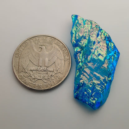 Titanium Coated Quartz Row gemstone cabochon - natural crystal healing stone for jewelry making by Gemivra