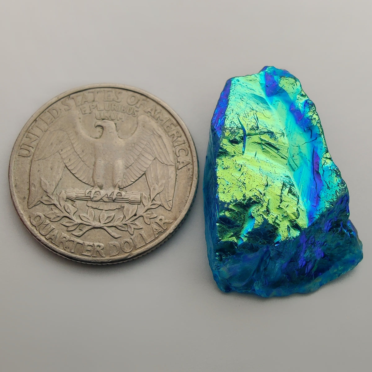 Titanium Coated Quartz Row gemstone cabochon - natural crystal healing stone for jewelry making by Gemivra