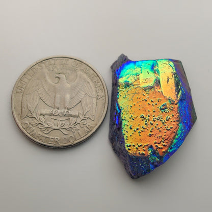 Titanium Coated Quartz Row gemstone cabochon - natural crystal healing stone for jewelry making by Gemivra