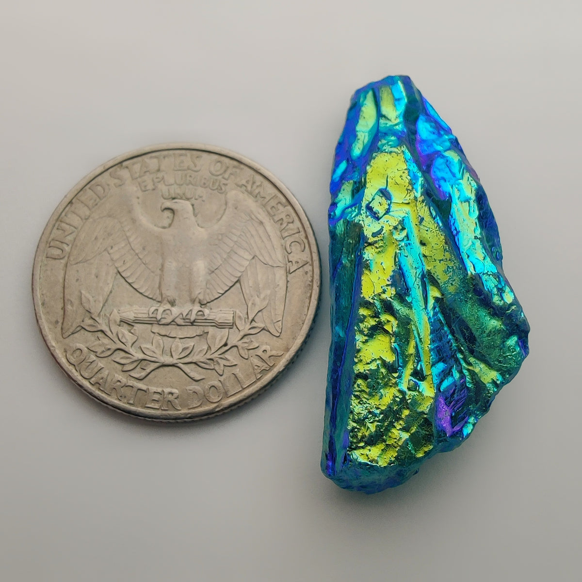 Titanium Coated Quartz Row gemstone cabochon - natural crystal healing stone for jewelry making by Gemivra