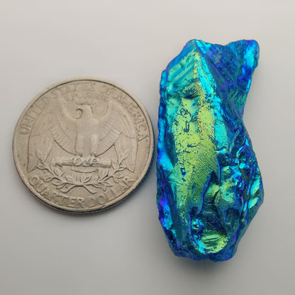 Titanium Coated Quartz Row gemstone cabochon - natural crystal healing stone for jewelry making by Gemivra