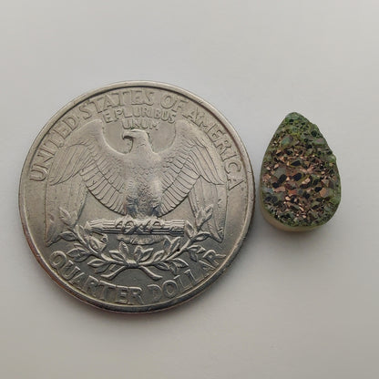 Titanium Coated Quartz gemstone cabochon - natural crystal healing stone for jewelry making by Gemivra