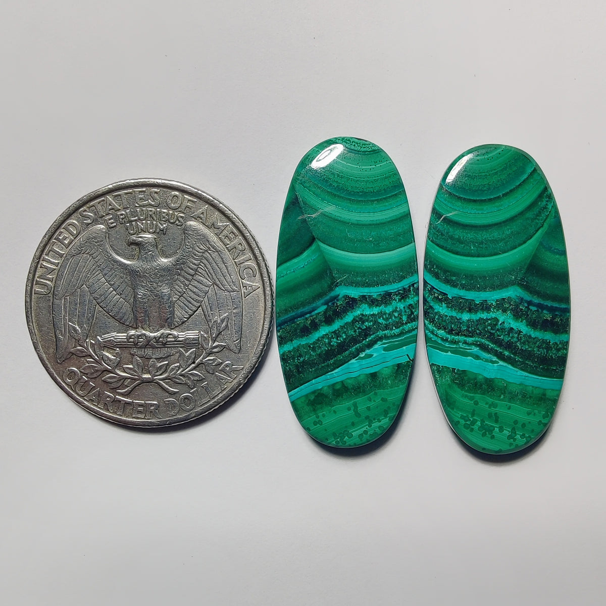 Malachite Pair gemstone cabochon - natural crystal healing stone for jewelry making by Gemivra