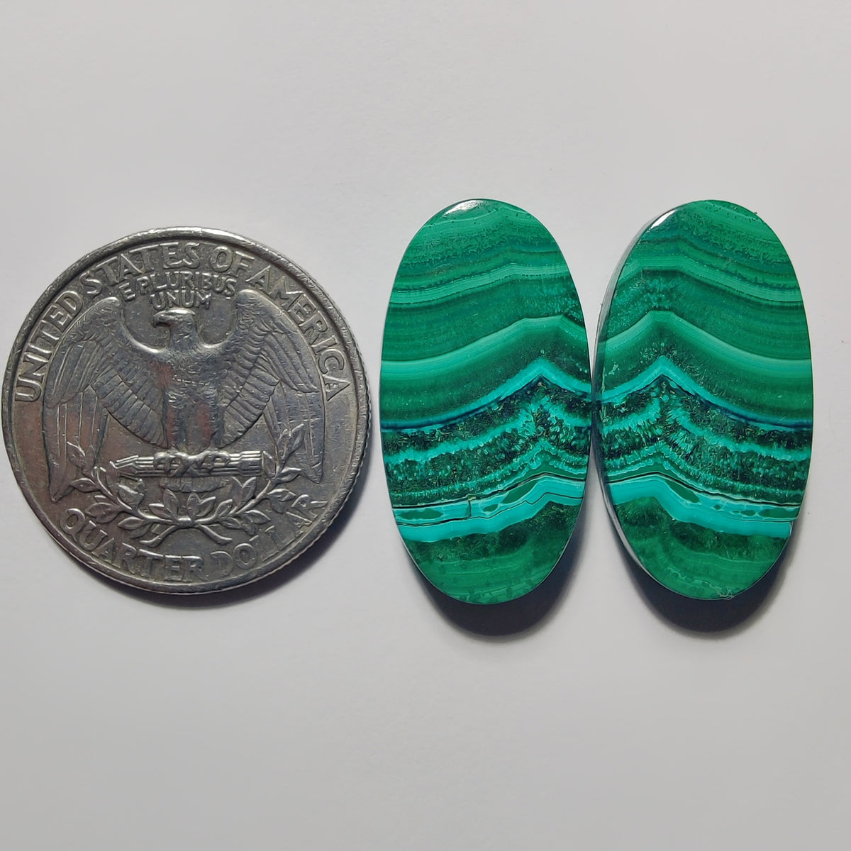 Malachite Pair gemstone cabochon - natural crystal healing stone for jewelry making by Gemivra