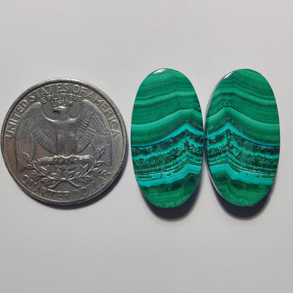 Malachite Pair gemstone cabochon - natural crystal healing stone for jewelry making by Gemivra