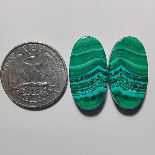 Malachite Pair gemstone cabochon - natural crystal healing stone for jewelry making by Gemivra
