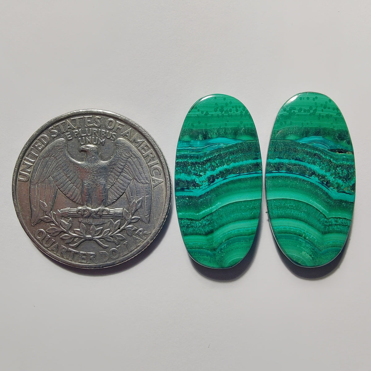Malachite Pair gemstone cabochon - natural crystal healing stone for jewelry making by Gemivra