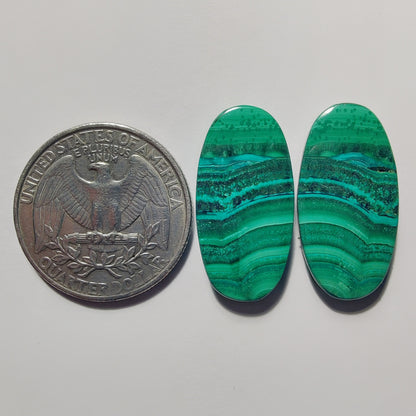 Malachite Pair gemstone cabochon - natural crystal healing stone for jewelry making by Gemivra