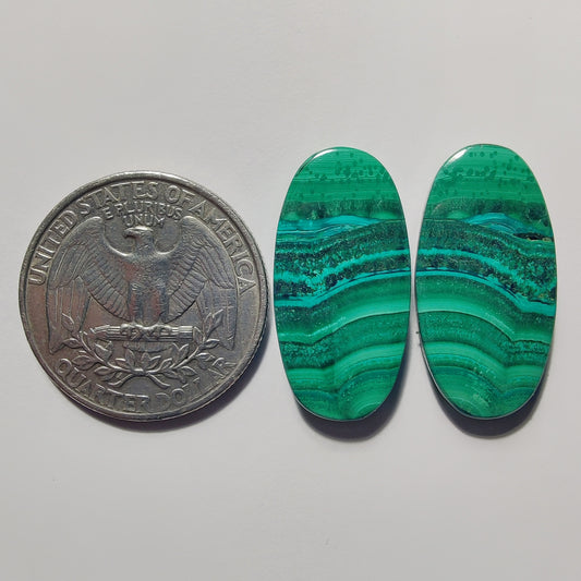 Malachite Pair gemstone cabochon - natural crystal healing stone for jewelry making by Gemivra