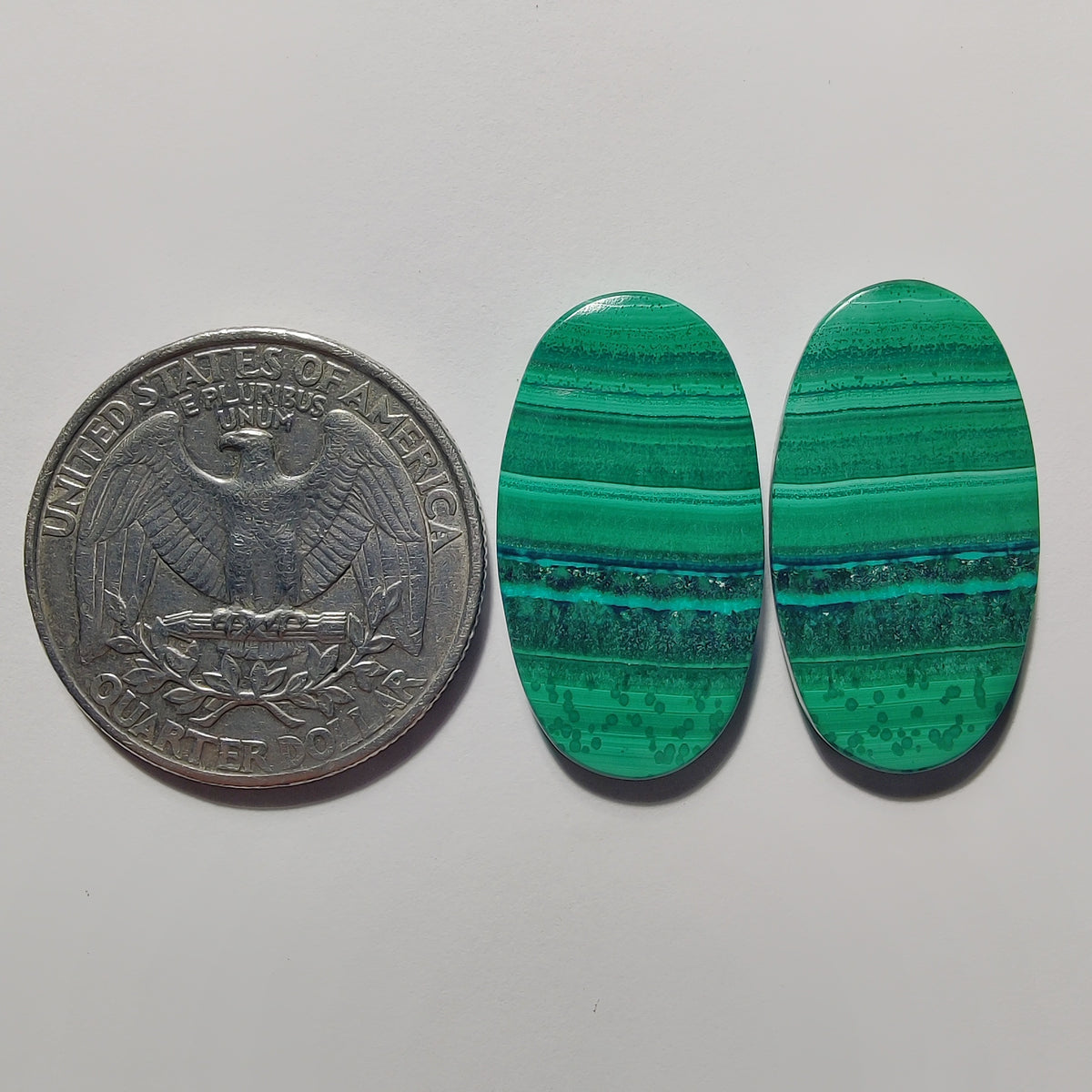 Malachite Pair gemstone cabochon - natural crystal healing stone for jewelry making by Gemivra