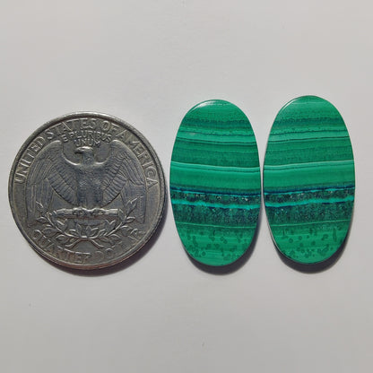 Malachite Pair gemstone cabochon - natural crystal healing stone for jewelry making by Gemivra