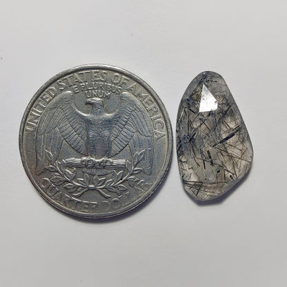 Rose Cut Black Rutile Quartz gemstone cabochon - natural crystal healing stone for jewelry making by Gemivra