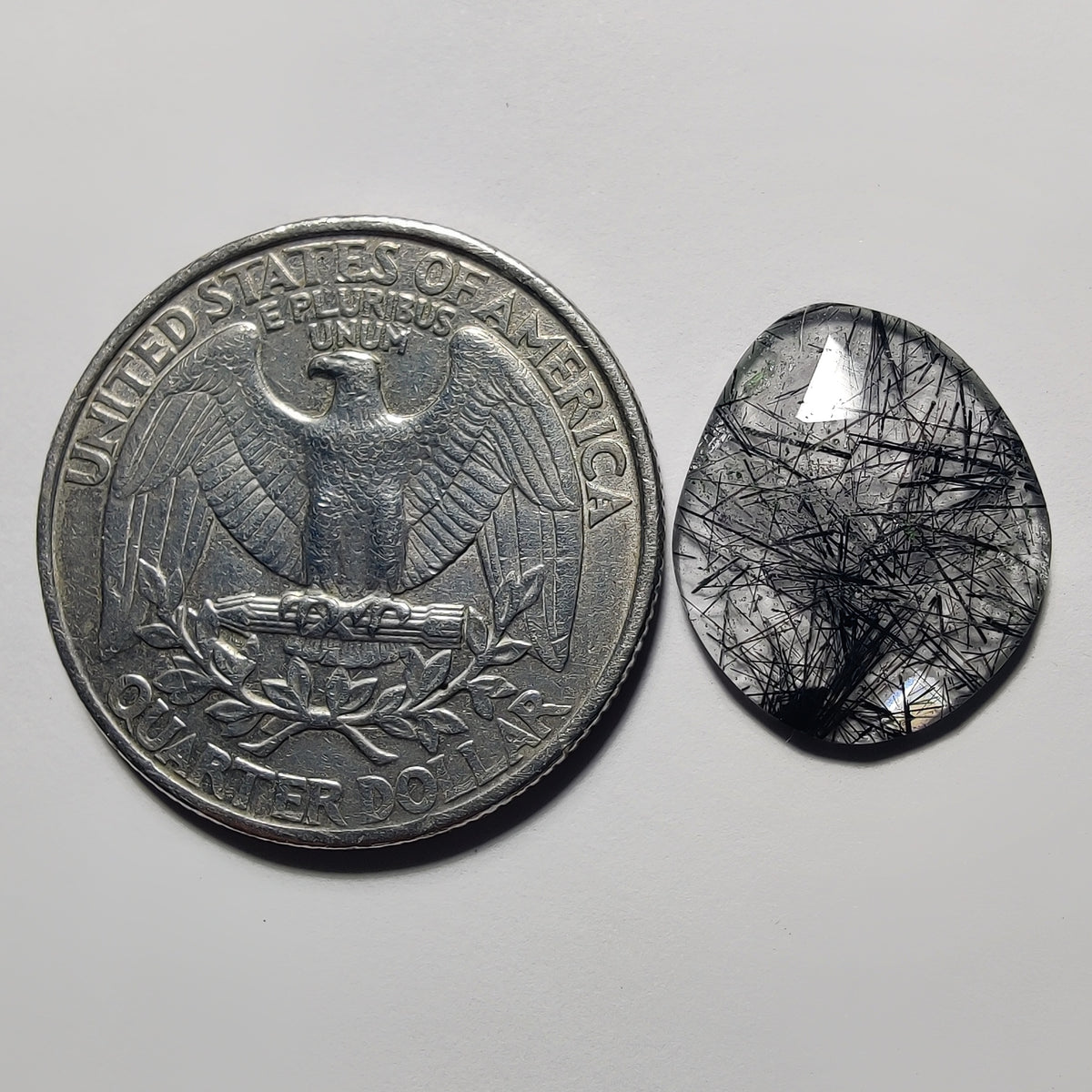Rose Cut Black Rutile Quartz gemstone cabochon - natural crystal healing stone for jewelry making by Gemivra