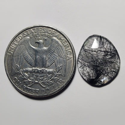 Rose Cut Black Rutile Quartz gemstone cabochon - natural crystal healing stone for jewelry making by Gemivra