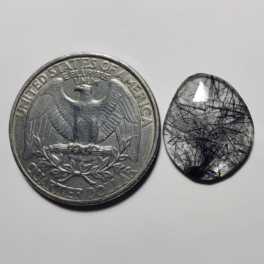 Rose Cut Black Rutile Quartz gemstone cabochon - natural crystal healing stone for jewelry making by Gemivra
