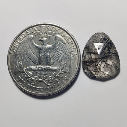 Rose Cut Black Rutile Quartz gemstone cabochon - natural crystal healing stone for jewelry making by Gemivra