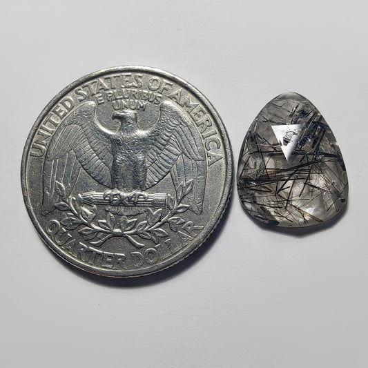 Rose Cut Black Rutile Quartz gemstone cabochon - natural crystal healing stone for jewelry making by Gemivra