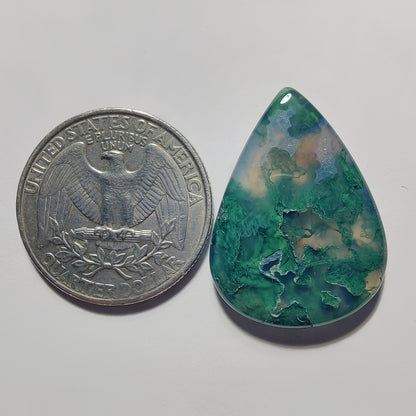 Moss Agate Cab gemstone cabochon - natural crystal healing stone for jewelry making by Gemivra