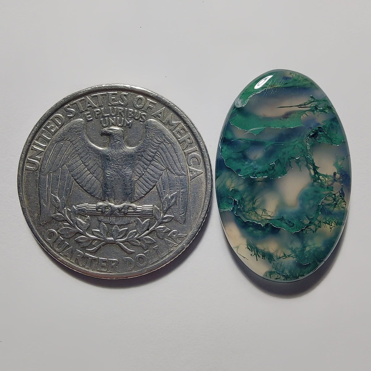 Moss Agate Cab gemstone cabochon - natural crystal healing stone for jewelry making by Gemivra