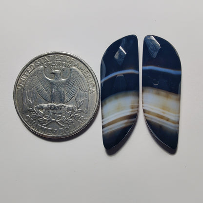 Faceted Black Banded Agate gemstone cabochon - natural crystal healing stone for jewelry making by Gemivra